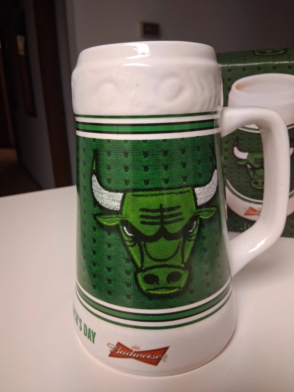 Budweiser Green Chicago Bulls Ceramic Beer Stein
